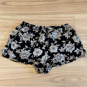 Brandy Melville Black Floral Shorts